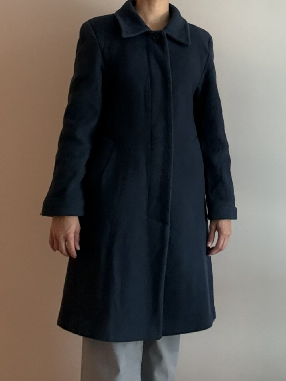 Vintage MDP Mario De Pinto Blue Wool Blend Overcoat Trench